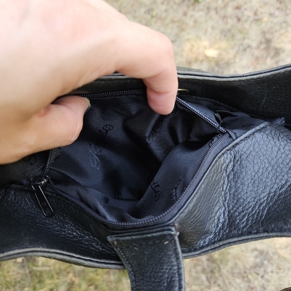 Fossil black leather two strap shoulder bag Y2K - Picture 8 of 11